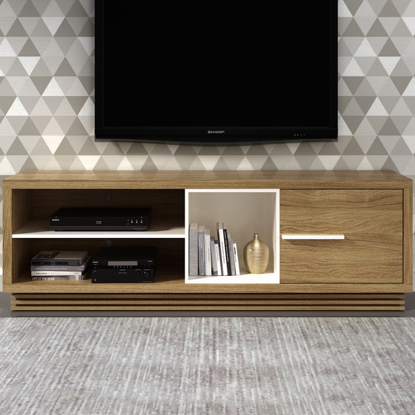 Rack para TV Até 65 Polegadas 1 Porta Natural/Off White Ra2002 - Tecno Mobili