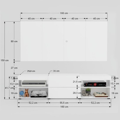 Rack com Painel para TV Até 60 Polegadas Roma 1 Porta 2 Prateleiras Branco - Panorama Móveis