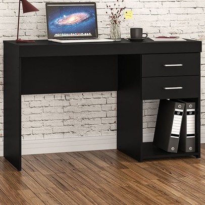 Mesa para Computador Malta 2 Gavetas Preto - Politorno