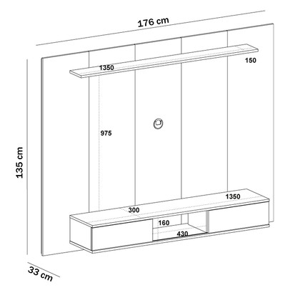 Painel Ripado para TV Até 75 Polegadas Nevada 2 Portas Pinho Ripado/Preto - Artely Móveis