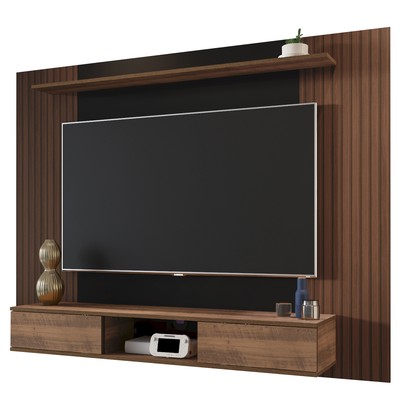 Painel Ripado para TV Até 75 Polegadas Nevada 2 Portas Pinho Ripado/Preto - Artely Móveis