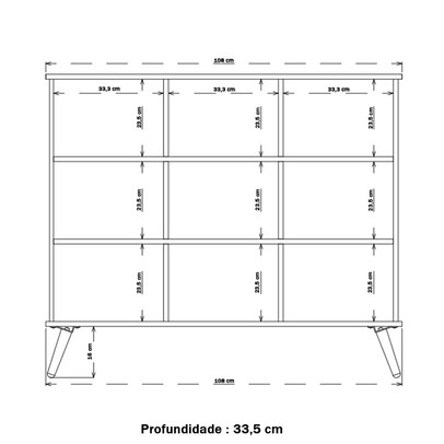 Estante para Livros 9 Nichos Branco/Retro 1478 - Qmovi