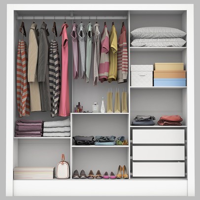 Guarda-Roupa Casal Santiago 3 Portas de Correr 3 Gavetas com Espelho Branco - Carioca Móveis