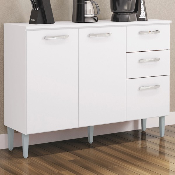 Balcão de Cozinha 3 Portas 2 Gavetas Branco 507 - Poquema