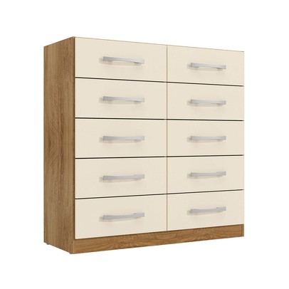 Cômoda 10 Gavetas Torres Nature/Off White - Pnr Móveis