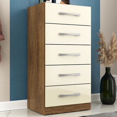 Cômoda 5 Gavetas Savana Nature/Off White - Pnr Móveis