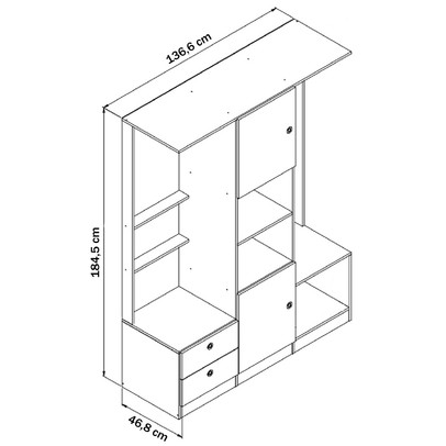 Guarda-Roupa Solteiro 2 Portas 2 Gavetas com Espelho Branco Gr1400 - Art In Móveis