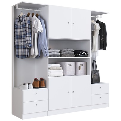 Guarda-Roupa Casal 4 Portas 4 Gavetas Branco Gr1800 - Art In Móveis