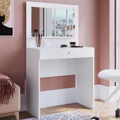 Penteadeira Star 1 Gaveta 1 Prateleira com Led Branco Pe070 - Art In Móveis