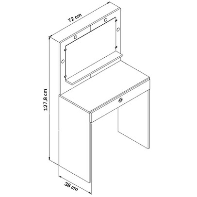 Penteadeira Star 1 Gaveta 1 Prateleira com Led Branco Pe070 - Art In Móveis