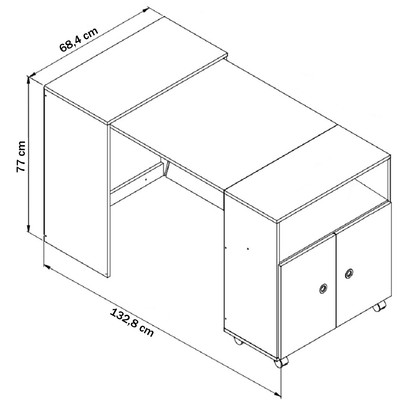 Mesa Escrivaninha Funcionale 2 Portas Branco Bl1000 - Art In Móveis