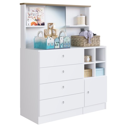 Cômoda Infantil House 1 Porta 4 Gavetas com Espelho Branco - Art In Móveis