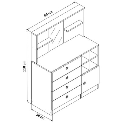 Cômoda Infantil House 1 Porta 4 Gavetas com Espelho Branco - Art In Móveis