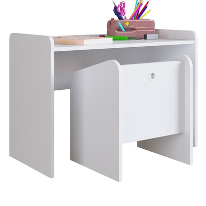 Mesa Escrivaninha com Poltrona Meu Fofinho Branco Cj7001 - Art In Móveis