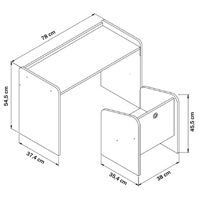 Mesa Escrivaninha com Poltrona Meu Fofinho Branco Cj7001 - Art In Móveis