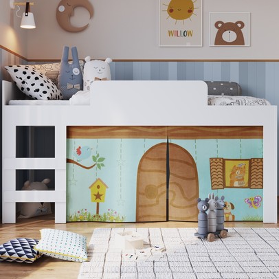 Cama Infantil com Cabaninha Alegria Branco Cm088 - Art In Móveis