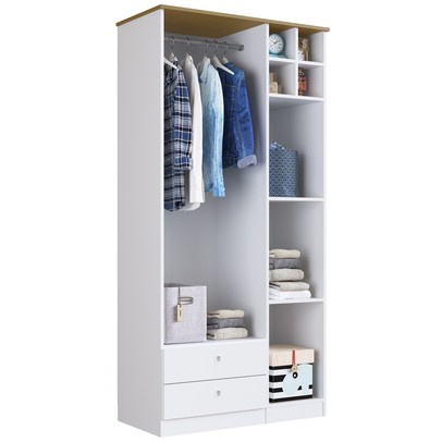 Guarda-Roupa Infantil House 3 Portas 2 Gavetas Branco - Art In Móveis