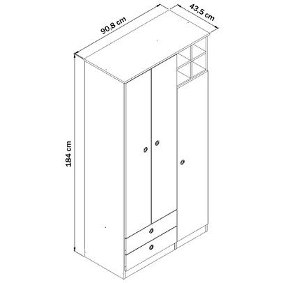 Guarda-Roupa Infantil House 3 Portas 2 Gavetas Branco - Art In Móveis