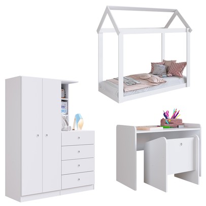 Quarto Infantil Completo Meu Fofinho 2 Portas 4 Gavetas Branco Qi001 - Art In Móveis