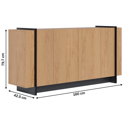 Balcão Buffet Copacabana 4 Portas 2 Prateleiras Freijó/Preto Fosco - Colibri