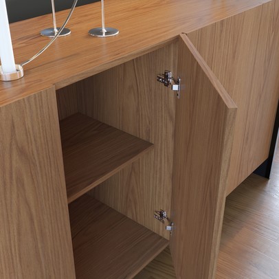 Balcão Buffet Copacabana 4 Portas 2 Prateleiras Freijó/Preto Fosco - Colibri