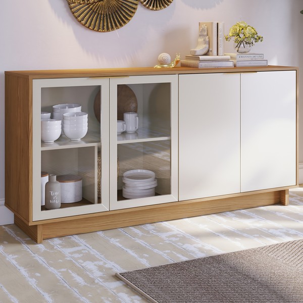 Balcão Buffet Vitoria 4 Portas Freijó/Off White - Colibri