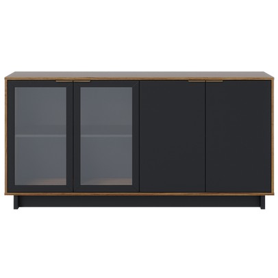 Balcão Buffet Vitoria 4 Portas Noce Milano/Preto Fosco - Colibri