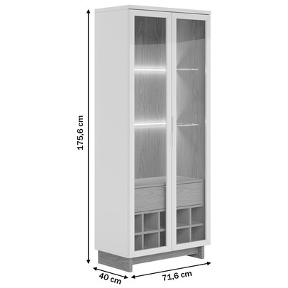 Cristaleira Guanabara 2 Portas 1 Gaveta Preto Fosco/Noce Milano - Colibri