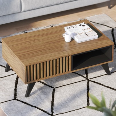 Mesa de Centro Jeri 1 Nicho Noce Milano/Preto Fosco - Colibri