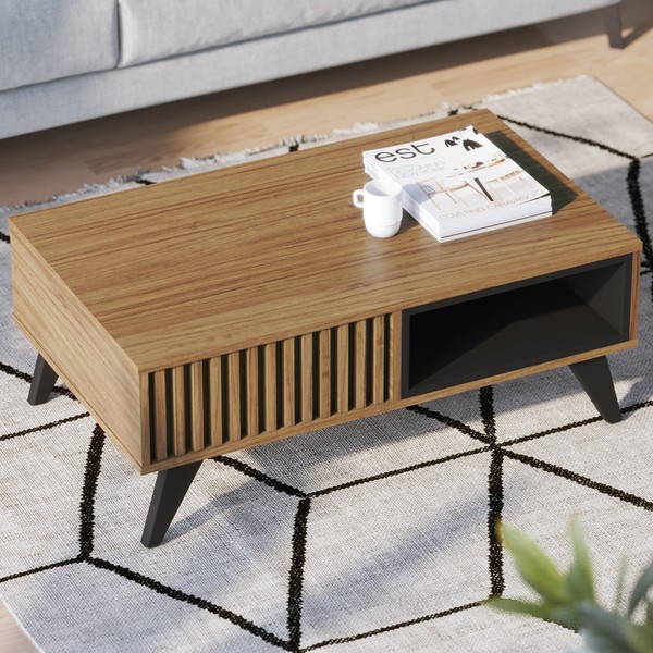 Mesa de Centro Jeri 1 Nicho Noce Milano/Preto Fosco - Colibri