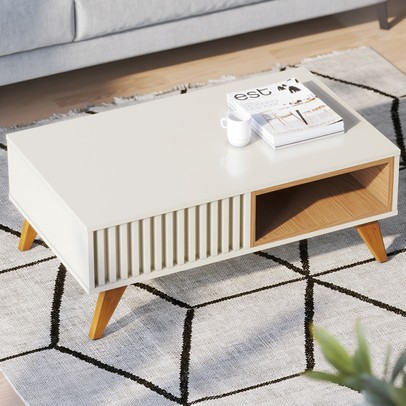 Mesa de Centro Jeri 1 Nicho Off White/Freijó - Colibri