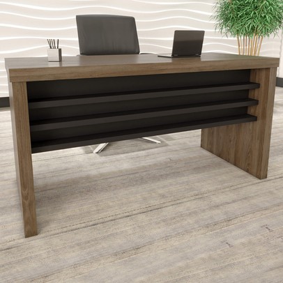 Mesa para Escritório Tamburato 006085 Charuto/Preto - Artany Móveis