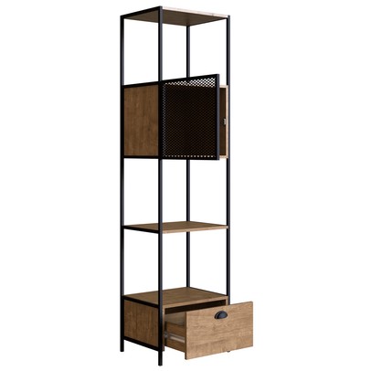 Estante para Livros York 1 Porta 1 Gaveta Vermont/Preto 27914 - Artesano