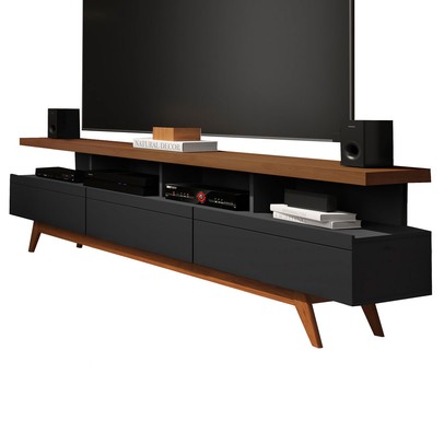Rack para TV Até 70 Polegadas Vivare Wood 3 Gavetas Black/Freijo - Giga Móveis