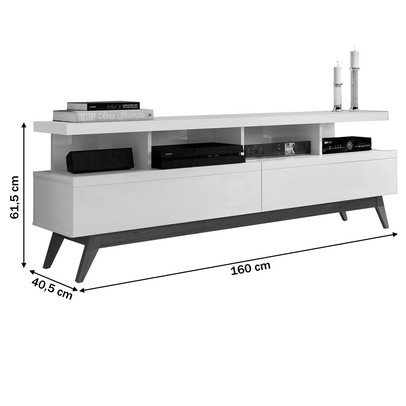 Rack para TV Até 60 Polegadas Vivare Wood 2 Gavetas Off White/Freijo - Giga Móveis