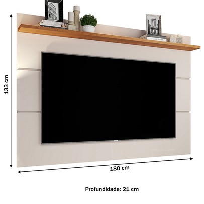 Painel para TV Até 70 Polegadas Vivare New 1 Prateleira Off White/Nature - Giga Móveis