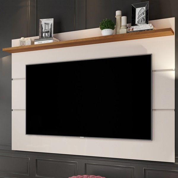 Painel para TV Até 70 Polegadas Vivare New 1 Prateleira Off White/Freijo - Giga Móveis