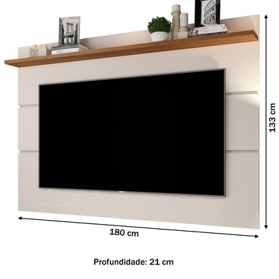 Painel para TV Até 70 Polegadas Vivare New 1 Prateleira Off White/Freijo - Giga Móveis