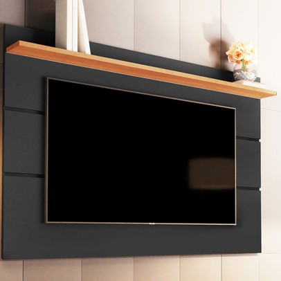 Painel para TV Até 70 Polegadas Vivare New 1 Prateleira Black/Freijo - Giga Móveis