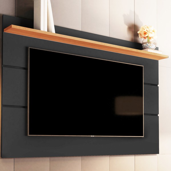 Painel para TV Até 70 Polegadas Vivare New 1 Prateleira Black/Freijo - Giga Móveis