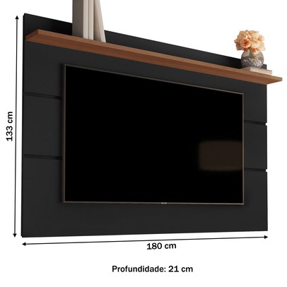 Painel para TV Até 70 Polegadas Vivare New 1 Prateleira Black/Freijo - Giga Móveis