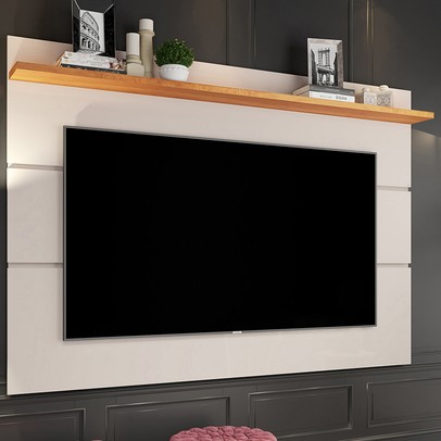 Painel para TV Até 60 Polegadas Vivare New 1 Prateleira Off White/Nature - Giga Móveis