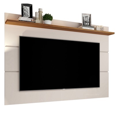 Painel para TV Até 60 Polegadas Vivare New 1 Prateleira Off White/Freijo - Giga Móveis