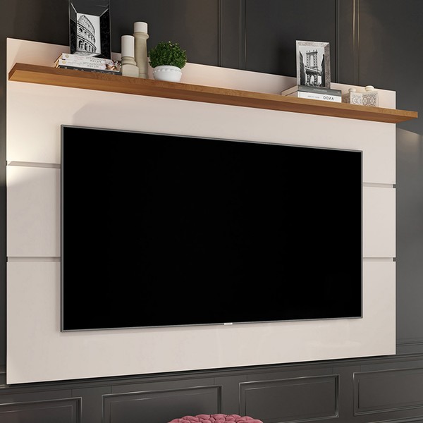 Painel para TV Até 60 Polegadas Vivare New 1 Prateleira Off White/Freijo - Giga Móveis