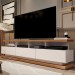 Rack para TV Até 72 Polegadas Vivare 3 Gavetas Off White/Freijó - Giga Móveis