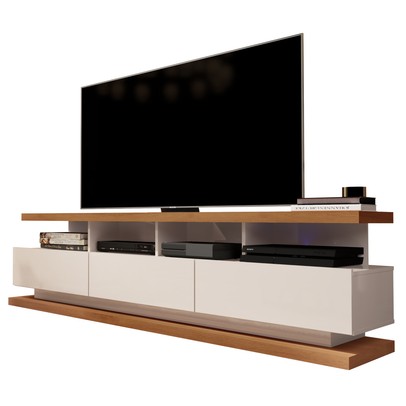 Rack para TV Até 72 Polegadas Vivare 3 Gavetas Off White/Freijó - Giga Móveis