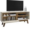 Rack para TV Até 55 Polegadas Santorini 1 Porta Off White/Cinamomo - Pnr Móveis