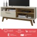 Rack para TV Até 55 Polegadas Santorini 1 Porta Off White/Cinamomo - Pnr Móveis