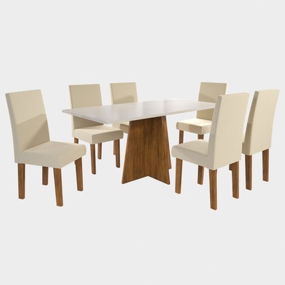 Mesa de Jantar 6 Lugares Isla Seda/Blonde/Nude - Viero Móveis