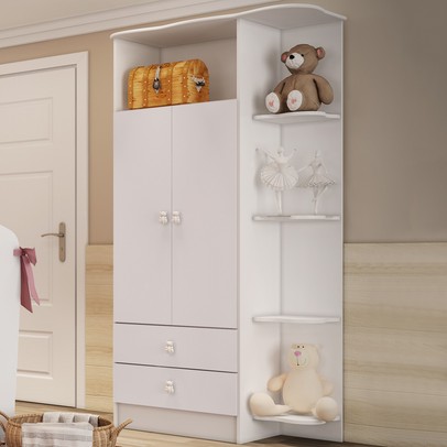 Guarda-Roupa Infantil 2 Portas 2 Gavetas Branco 1420 - Percasa
